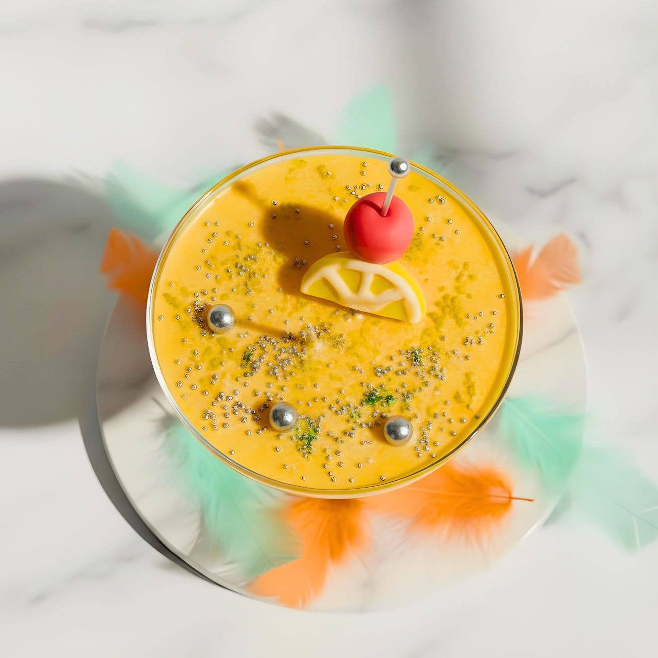 A "birds-eye" view on a margarita themed candle