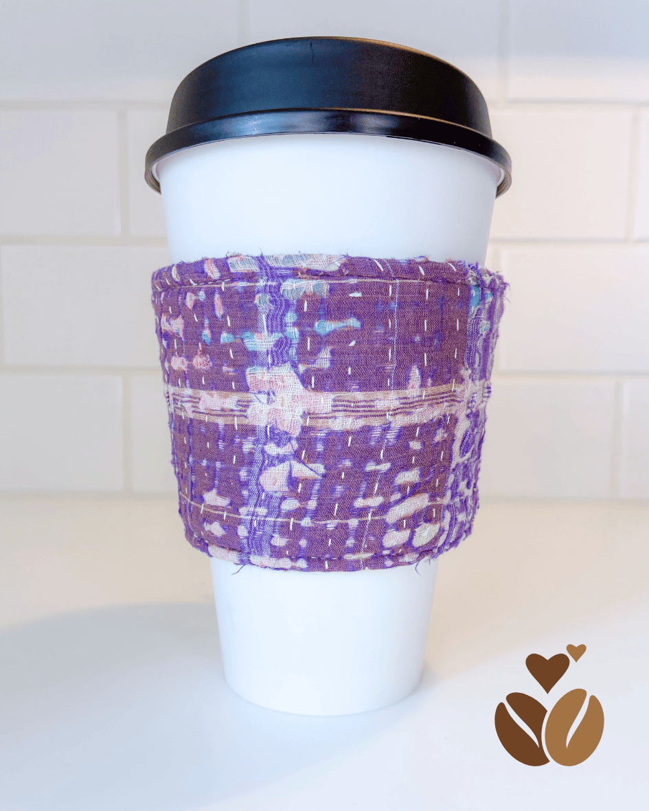 Vintage Kantha Coffee Cozy