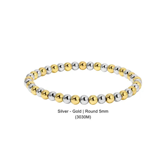 Silver and Gold Mixed Stretch Beaded Bracelet