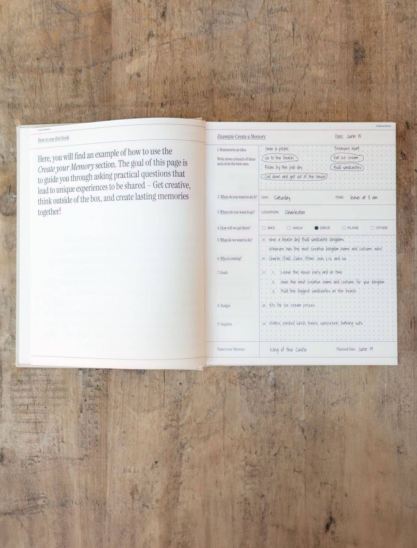 Open book on a wooden surface