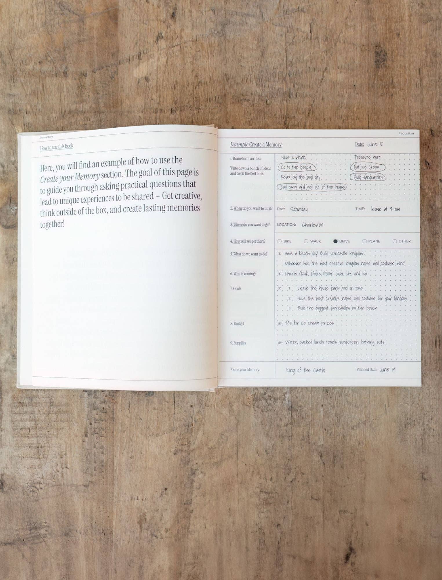 Open book on a wooden surface