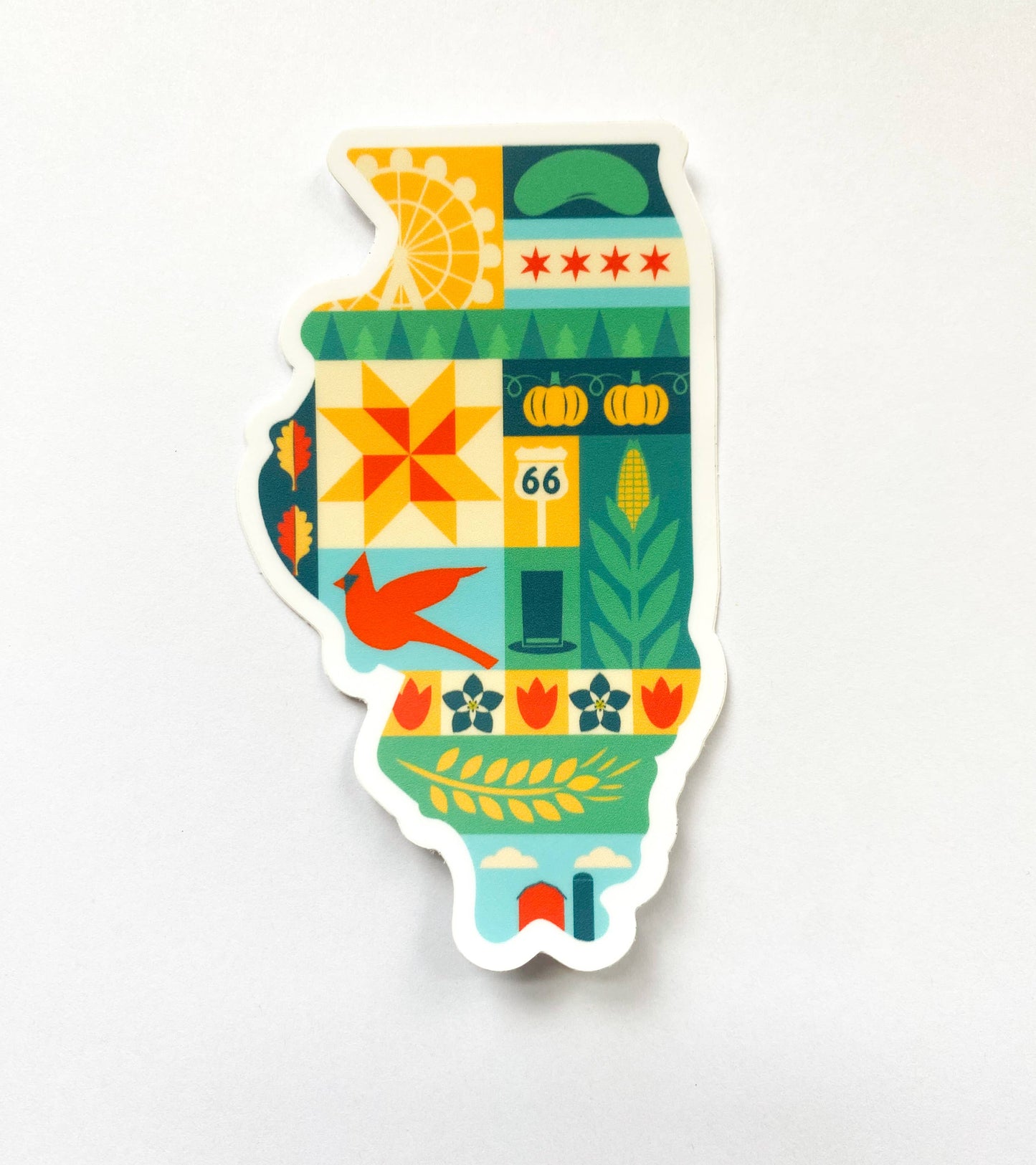 Illinois Quilt Pattern State Vinyl  Sticker