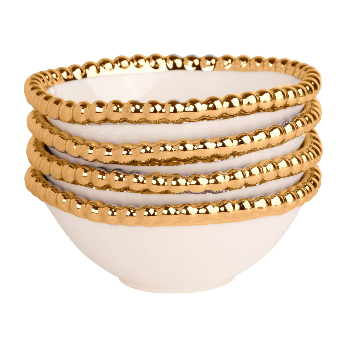 Set Of 4 Gold Beaded Tidbit Bowl