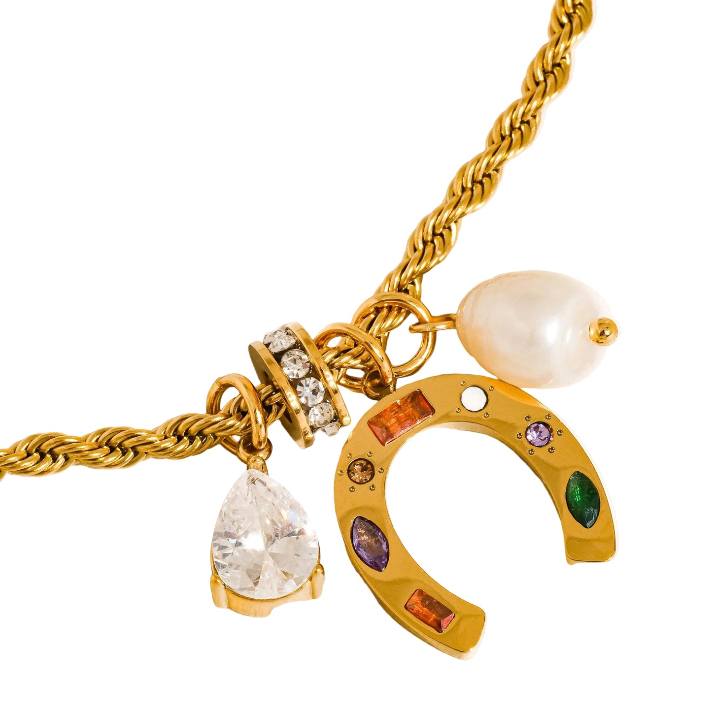 Western 18K Gold Non-Tarnish Horseshoe Charm Necklace