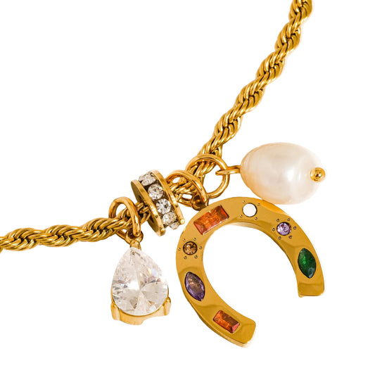 Western 18K Gold Non-Tarnish Horseshoe Charm Necklace
