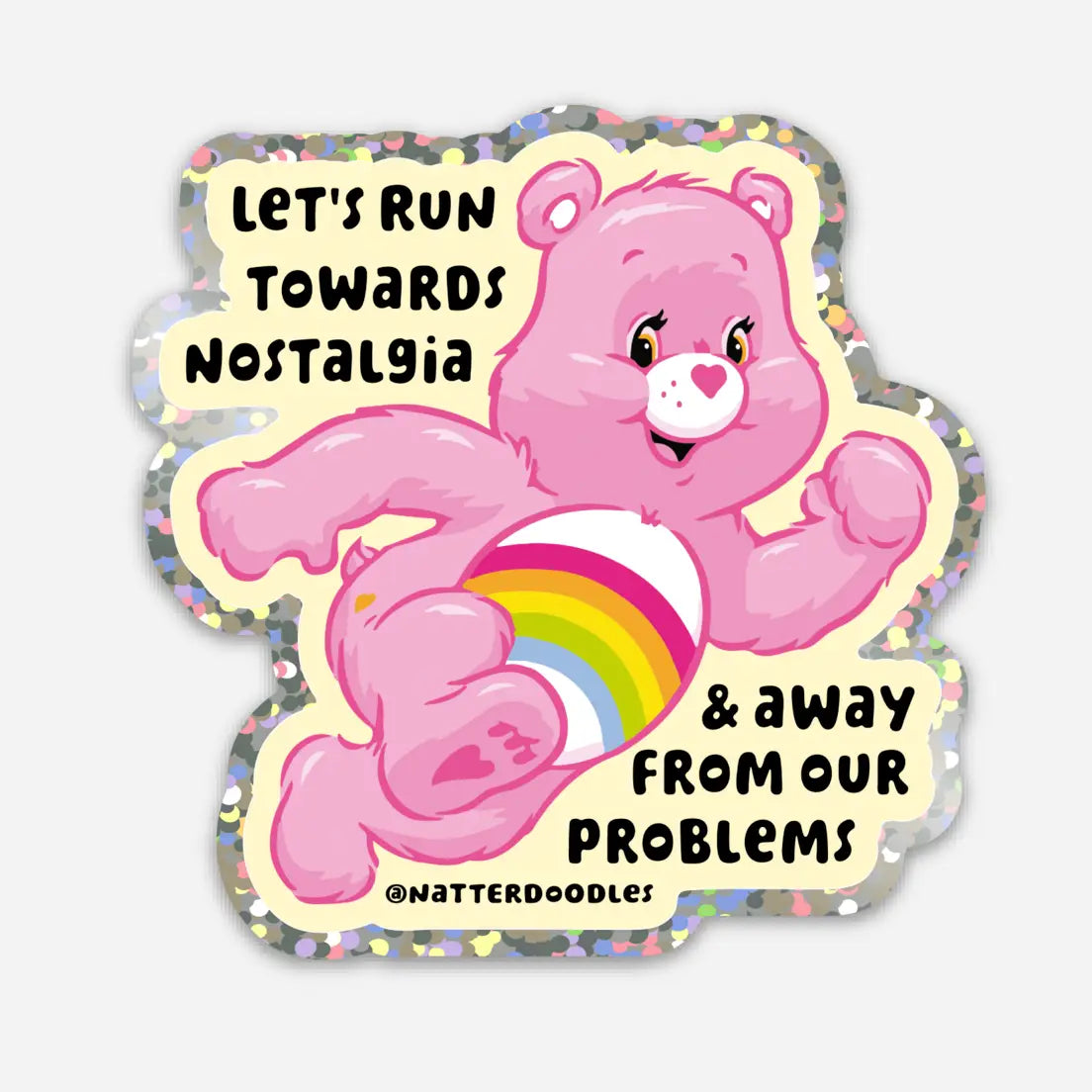 Let's Run Towards Nostalgia Care Bear 1980s Sticker