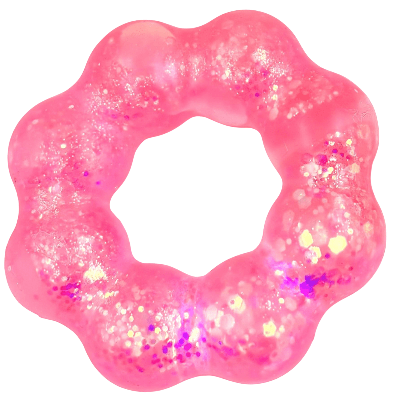 Pink glittery  stress ball on a white background