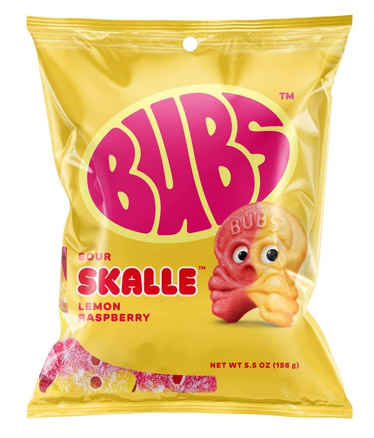 Bubs Sour Skalle Lemon Raspberry 5.5oz Bag, 8ct