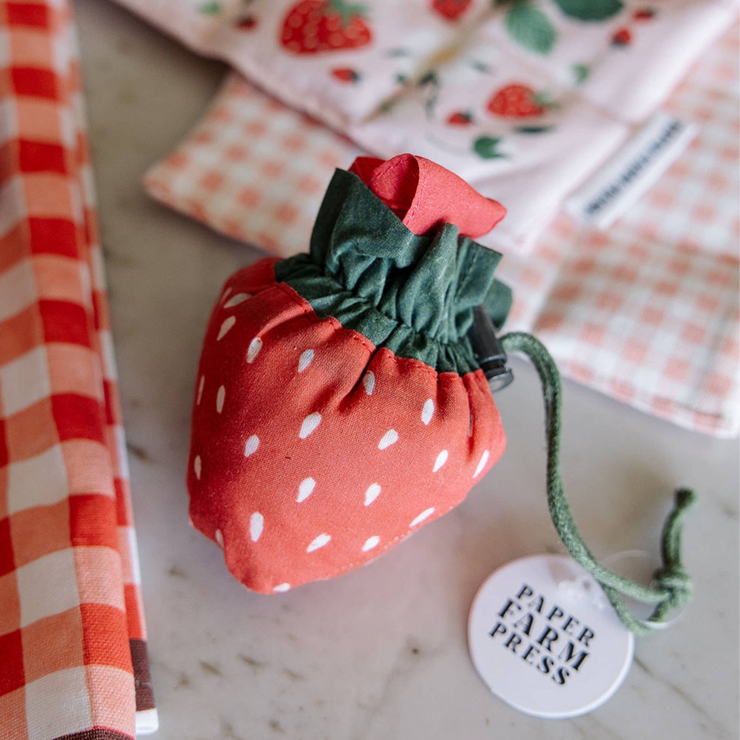 Foldable Market Tote Bag- Strawberry