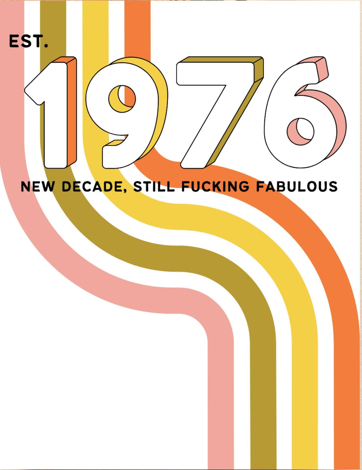 Poster with '1976' design and text on a beige background with leaves.