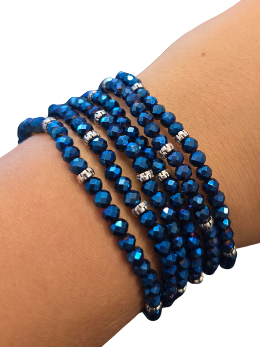Mini Crystal Bracelet w/Silver Accent - Electric Navy