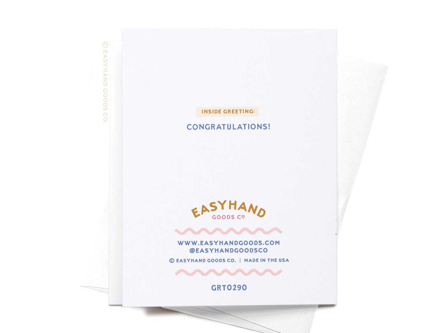 Greeting card with text and branding on a white background
