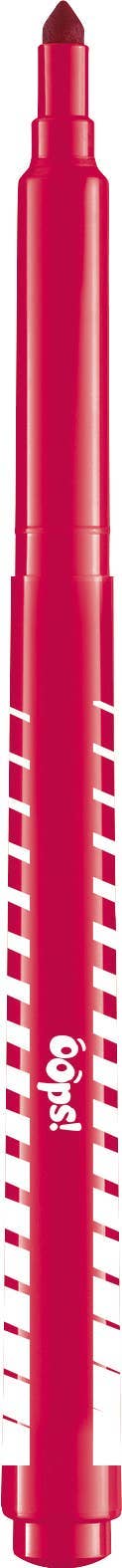 Two red markers with black text on a white background