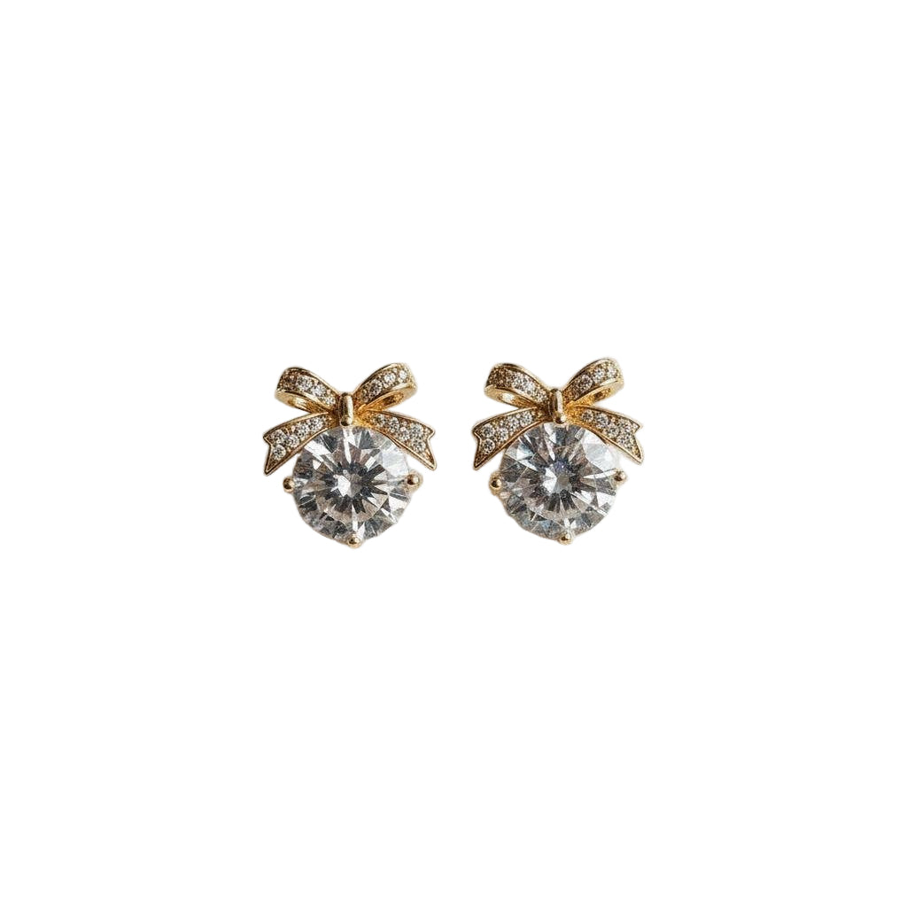Emma-Vintage Inspired Bow Drop CZ Earrings