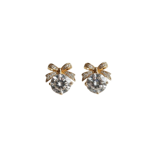Emma-Vintage Inspired Bow Drop CZ Earrings