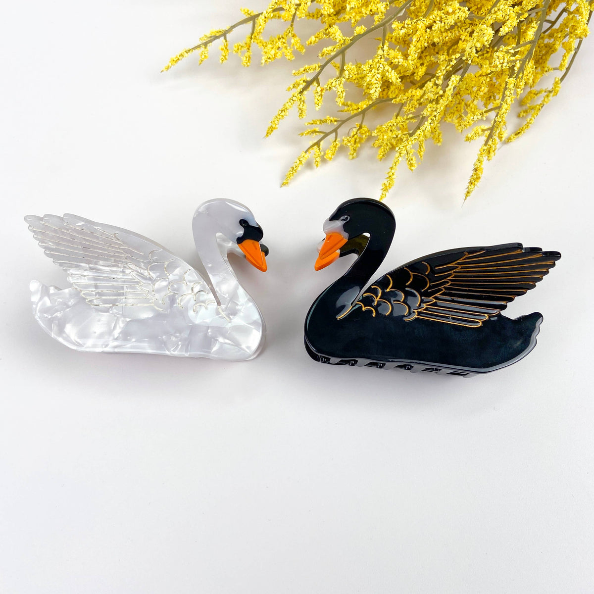 Black And White Swan Hair Claw Clip