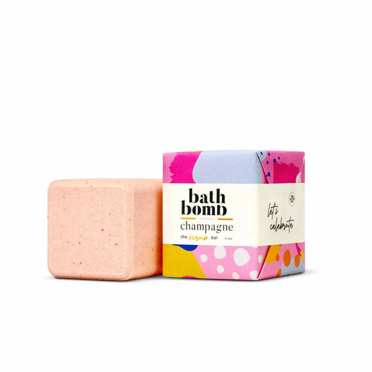 Bath bomb with colorful packaging on a white background