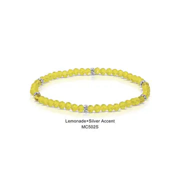 Mini Crystal Bracelet w/ Silver Accent- Lemonade