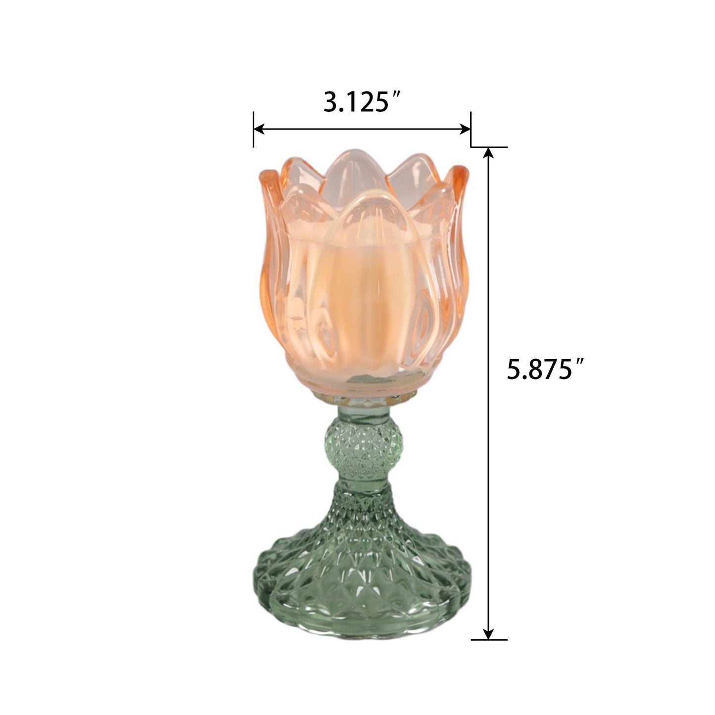 Iridescent Tulip Glass Candle on Pedestal - Peony