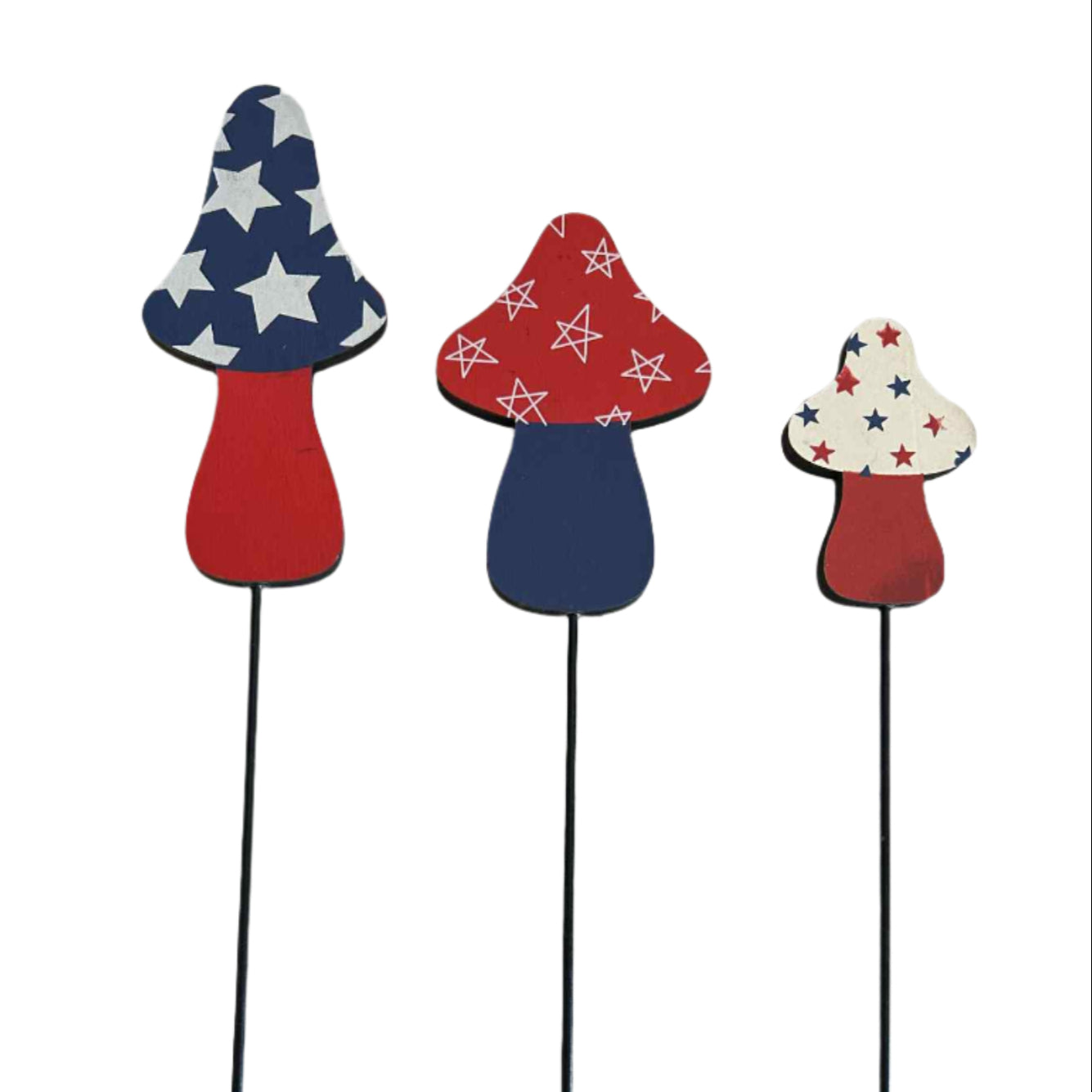 Set of 3 Americana Mushroom Plant Pokes