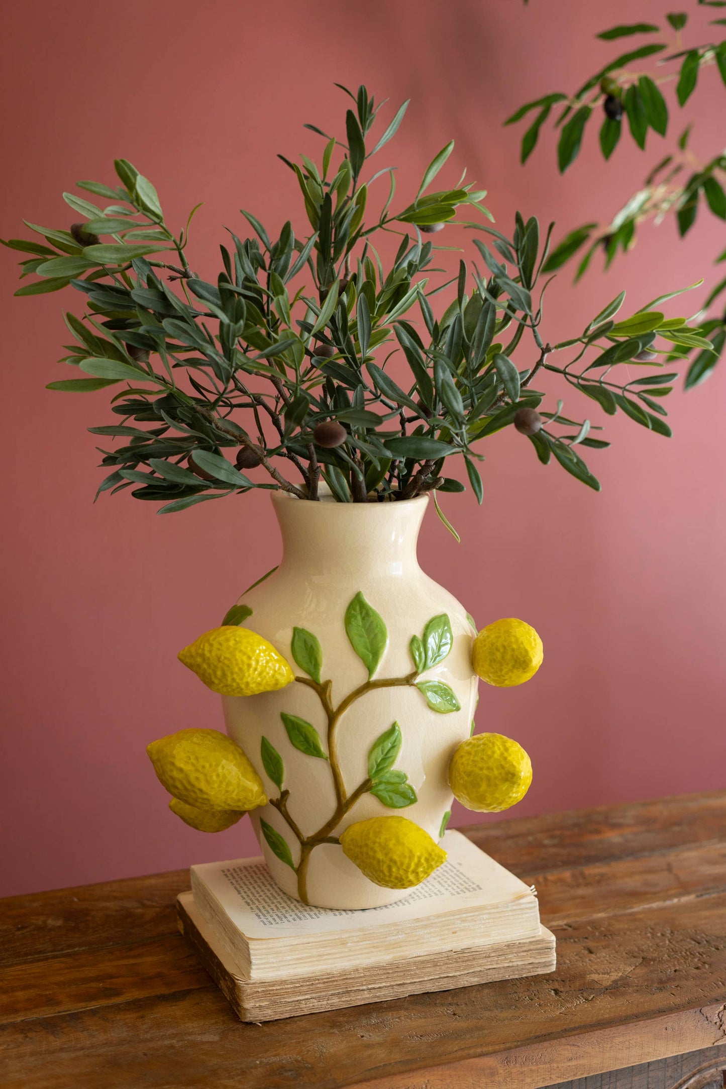 Ceramic Vase with 3D Lemons