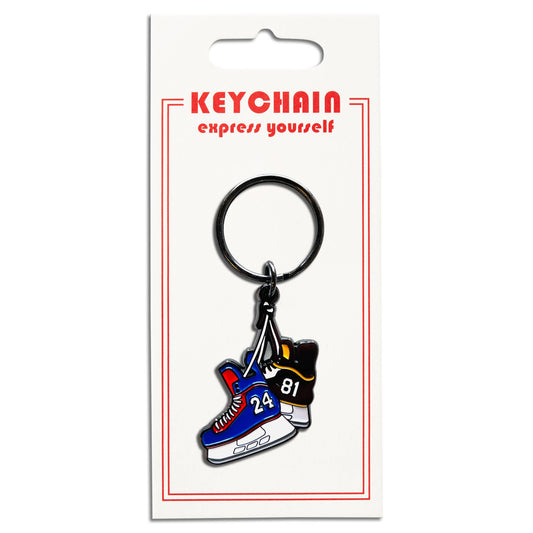 keychain of hockey skates from heated rivalry