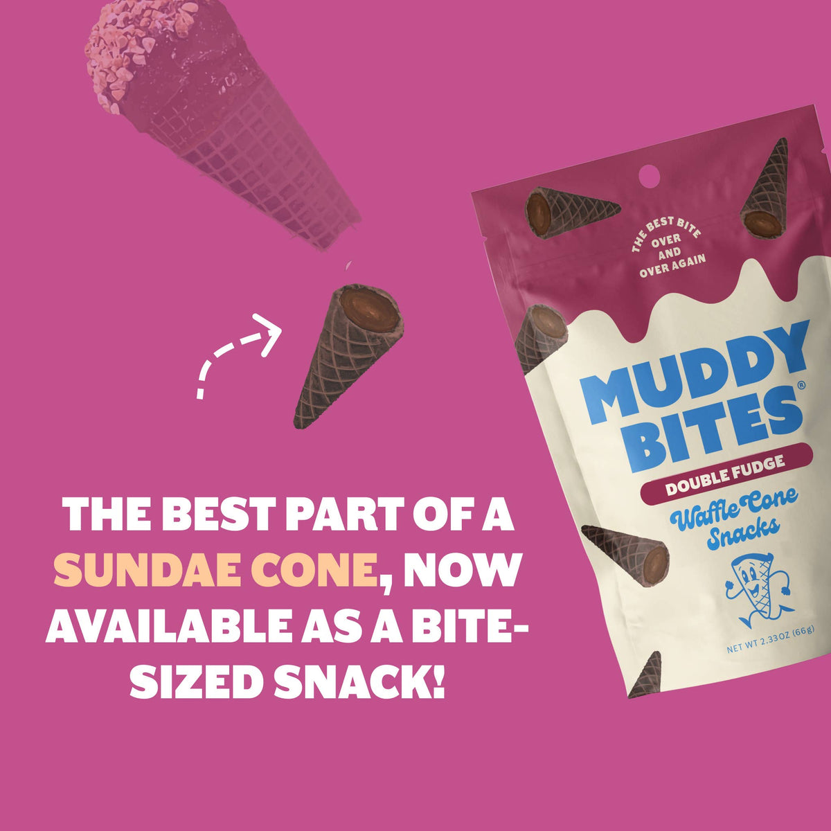 Double Fudge Waffle Cone Muddy Bites