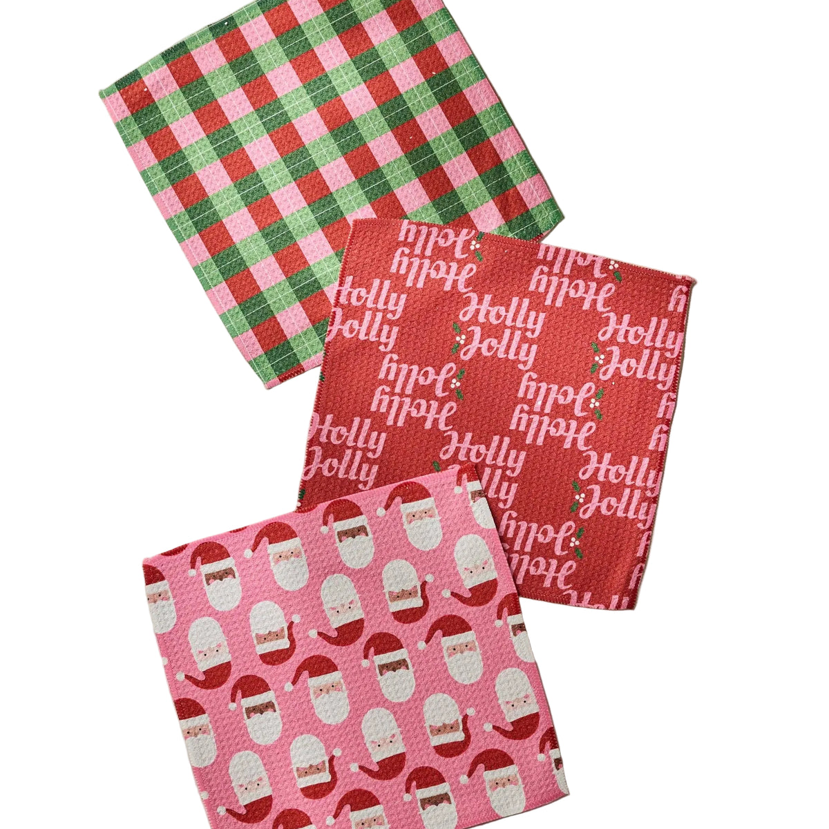 Dishcloth Set- Holly Jolly Santa