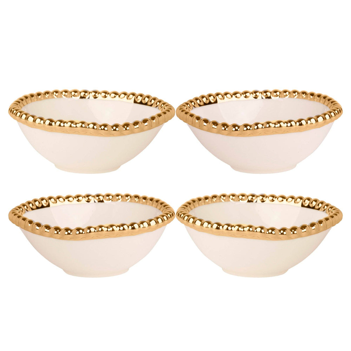 Set Of 4 Gold Beaded Tidbit Bowl