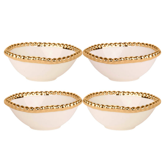 Set Of 4 Gold Beaded Tidbit Bowl