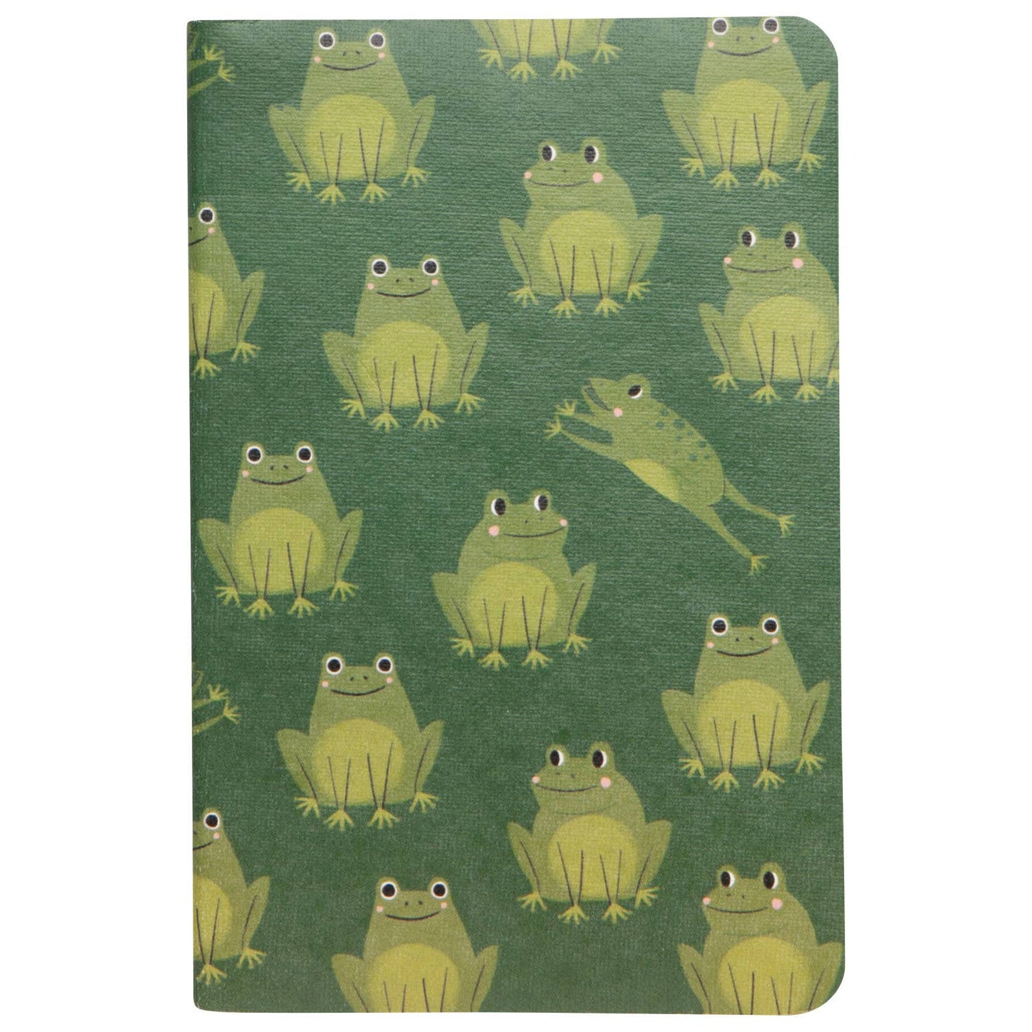 Notebook with green frog pattern on a green background