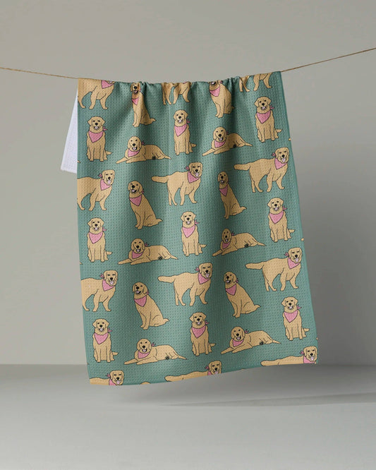 Geometry Tea Towel-Golden Days, Sage