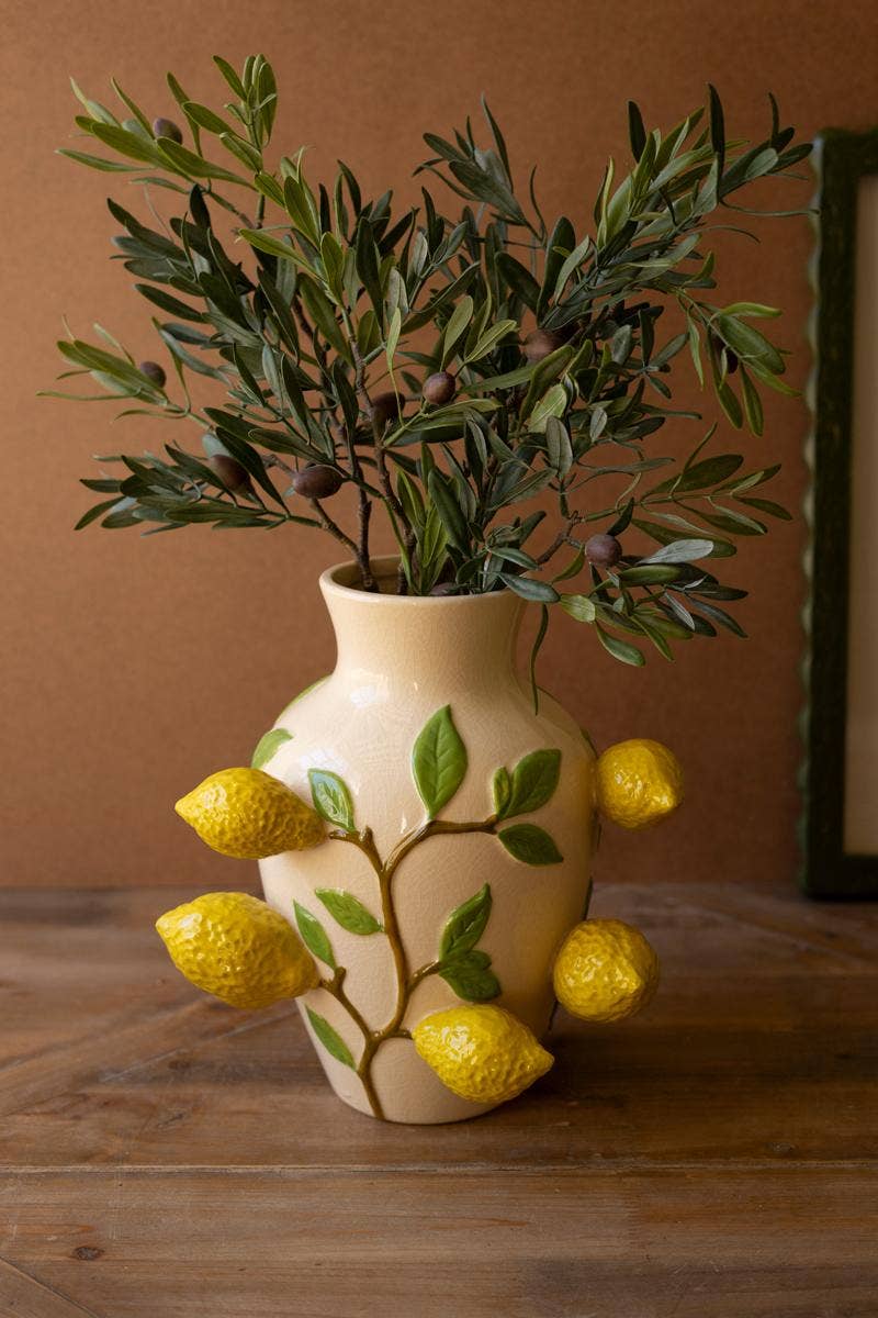 Ceramic Vase with 3D Lemons