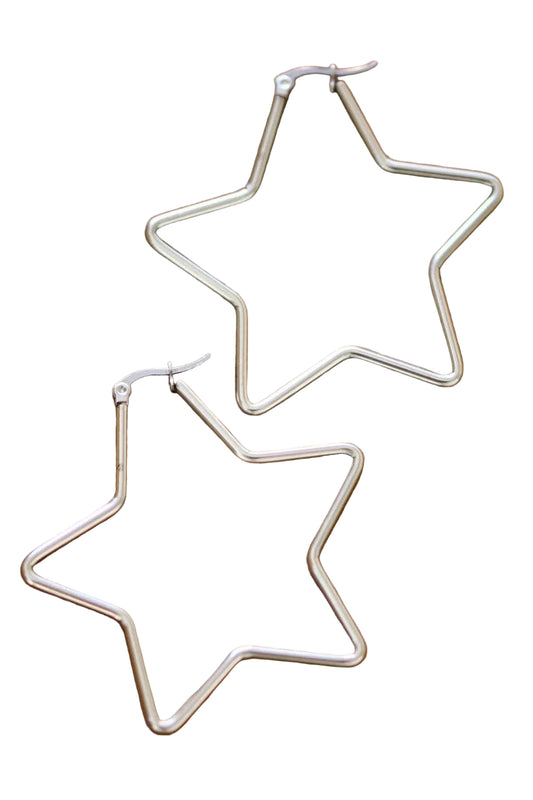 Baby You're A Star Stainless Steel Hoop Earrings