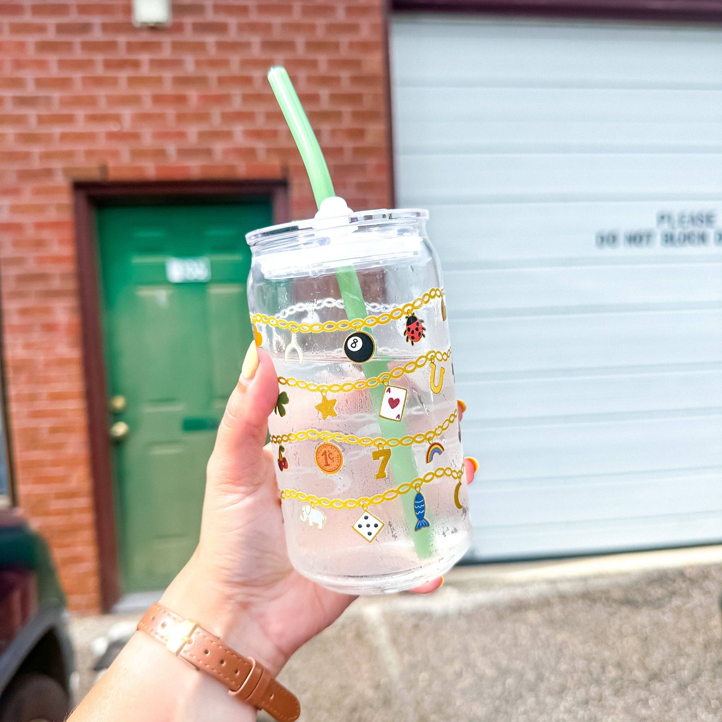 Lucky Charm Bracelet Glass Tumbler