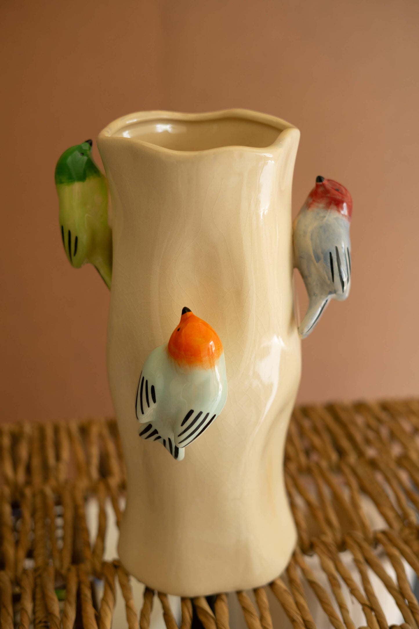 Ceramic Vase with 3D Birds