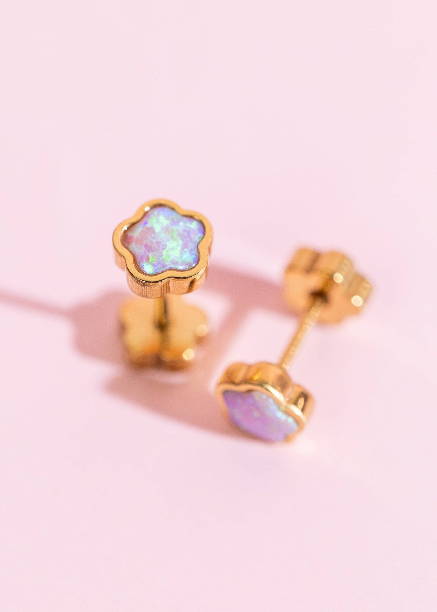 Pierced Co. Flatback Earrings- Flower Opals