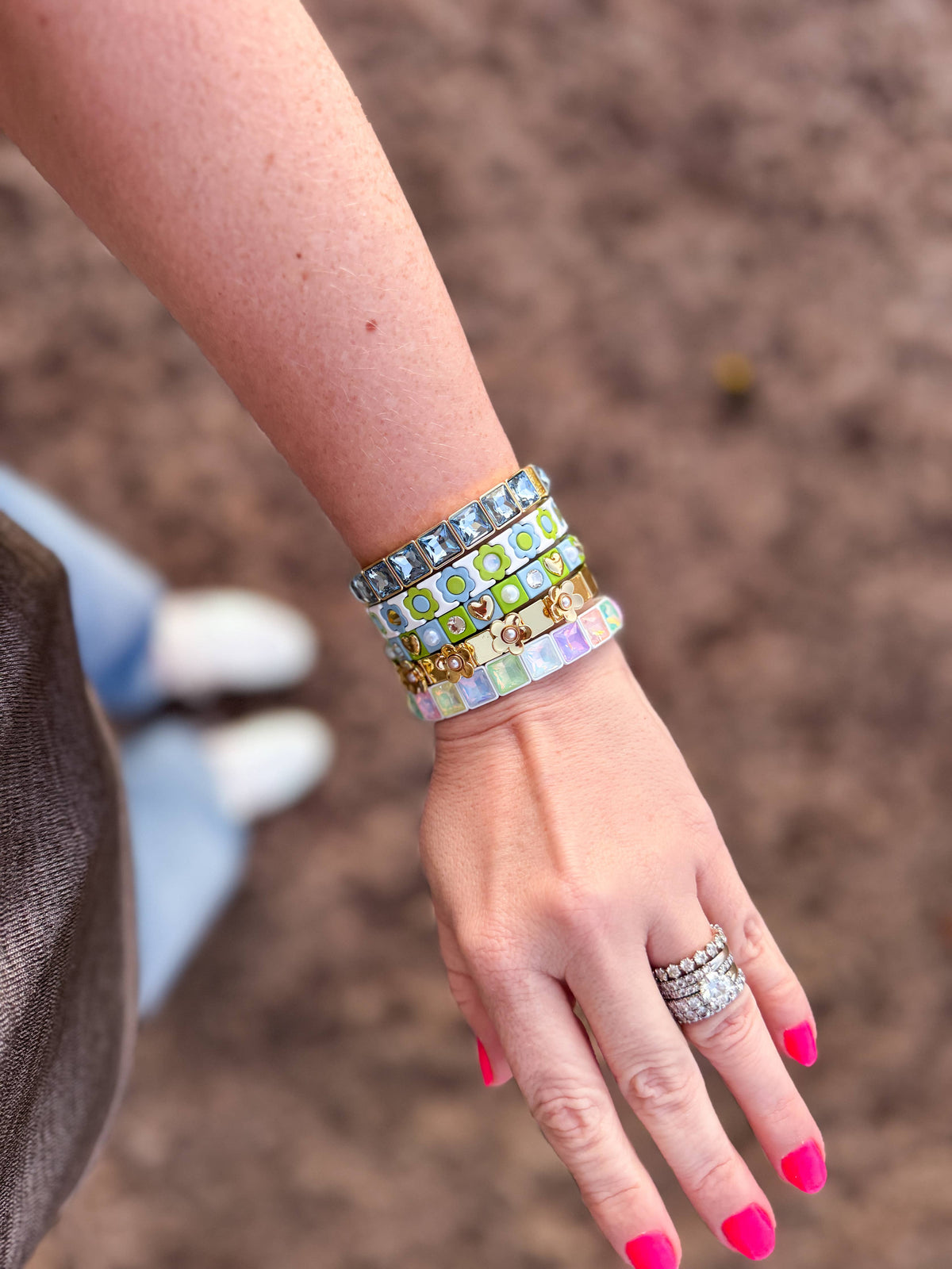 Enamel Stretch Bracelet- Florence Rainbow