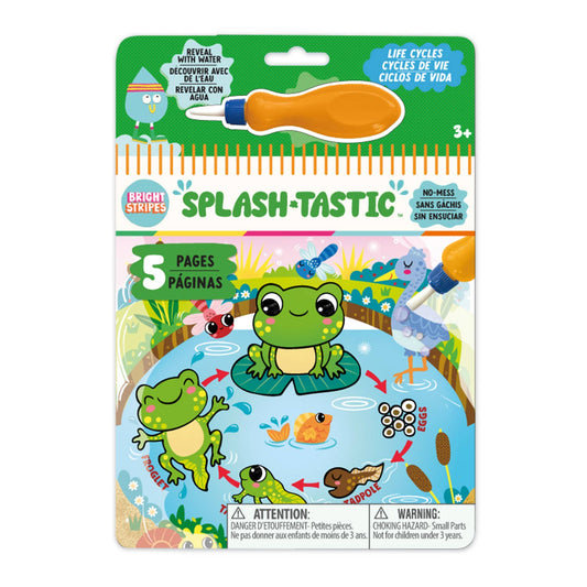 Packaged children's activity book with frog illustrations and water-themed design.