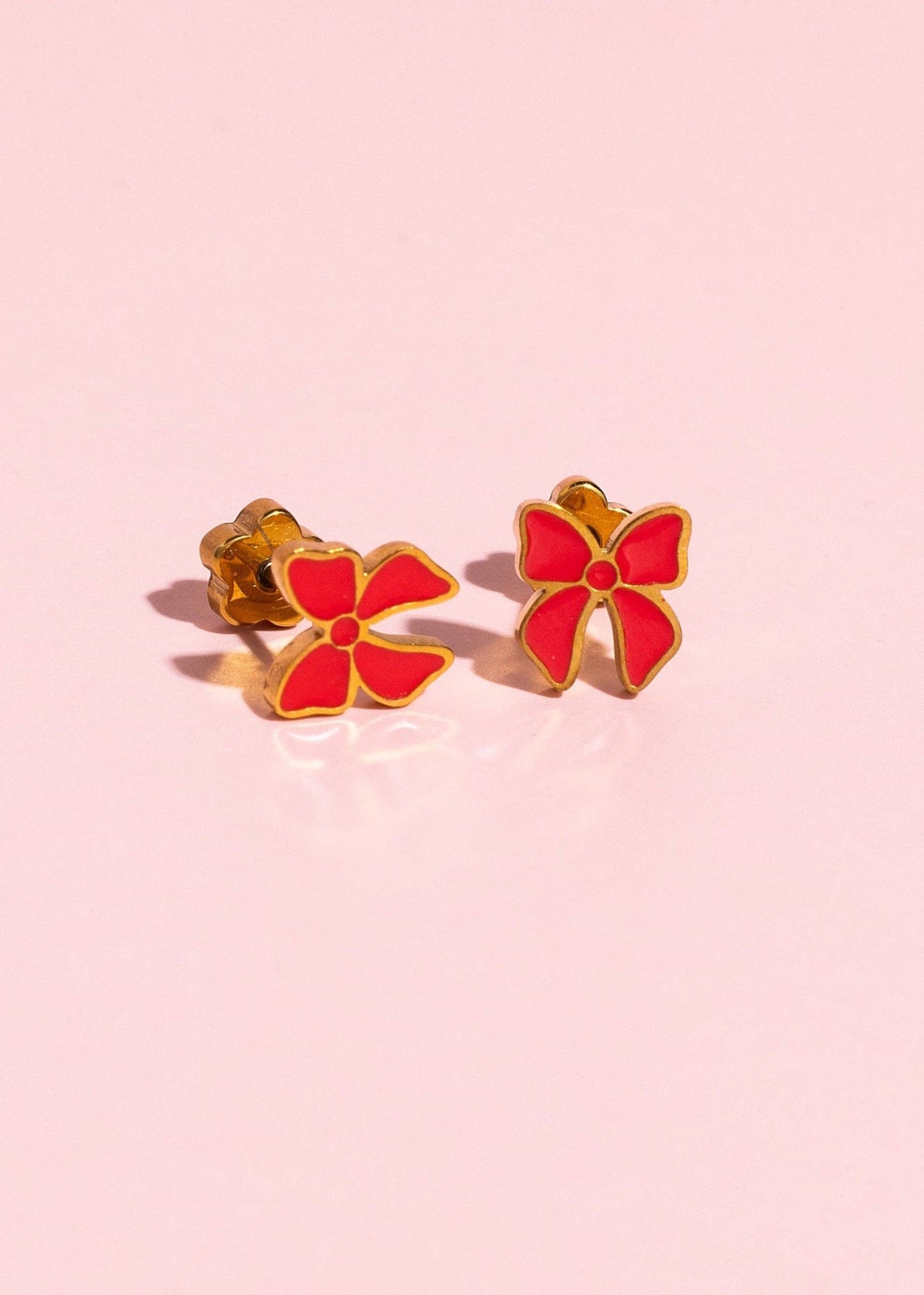 Pierced Co. Flatback Earring-Red Bow
