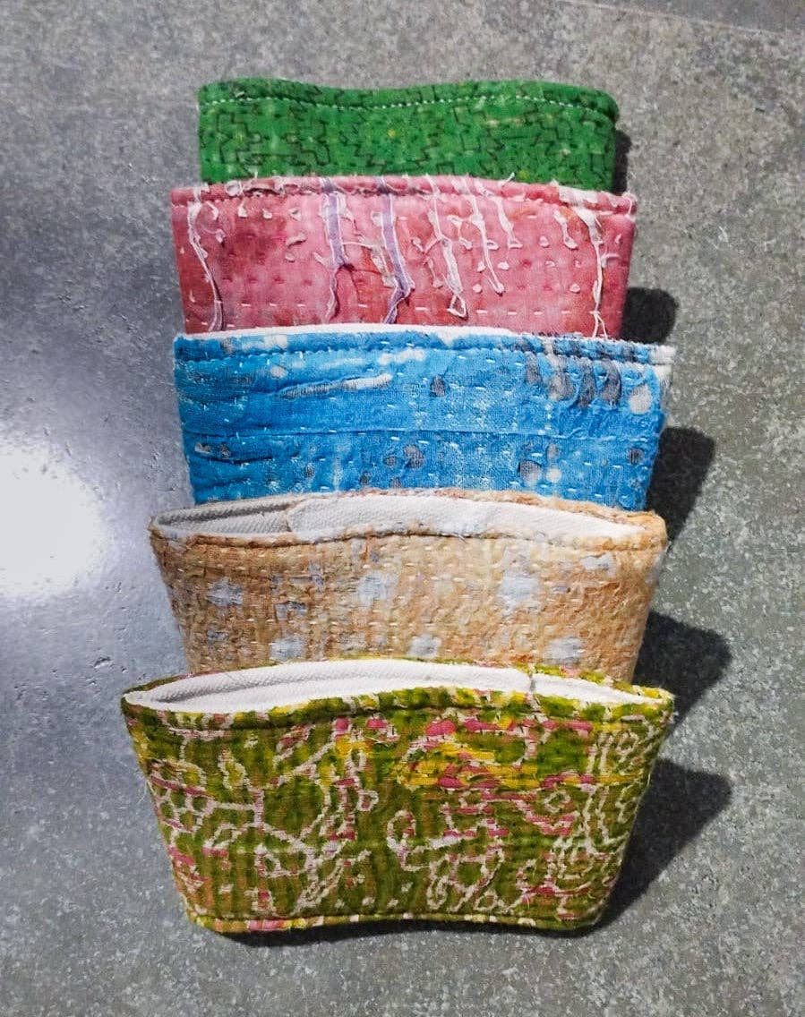 Vintage Kantha Coffee Cozy