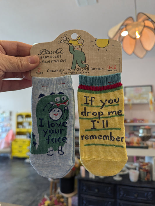 Blue Q Baby Socks- Your Face/Drop Me