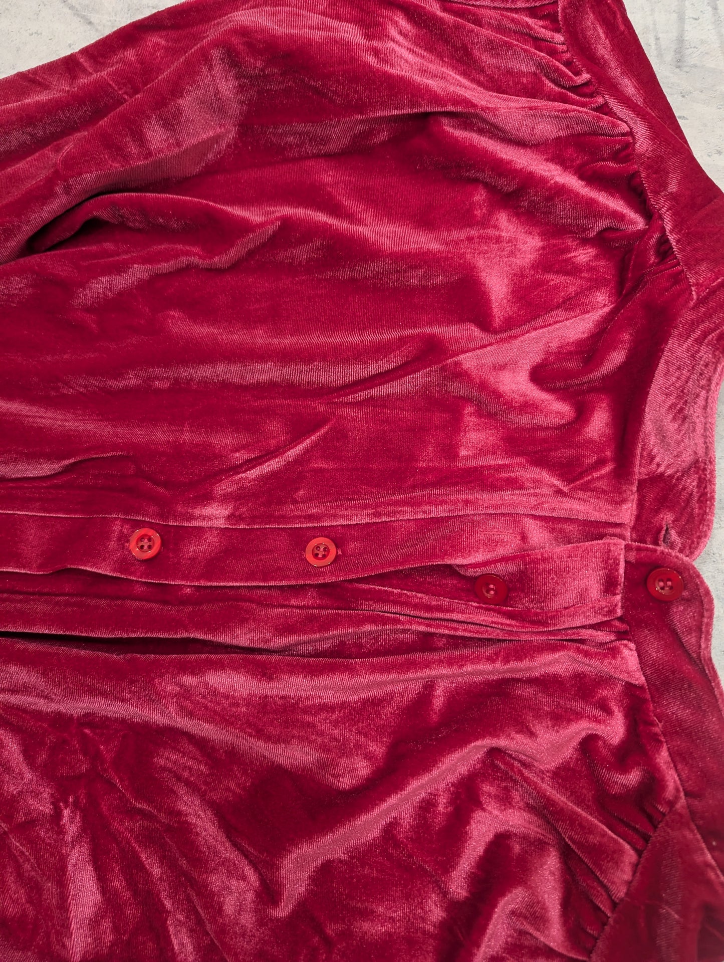 Magenta Velvet Button Down Blouse