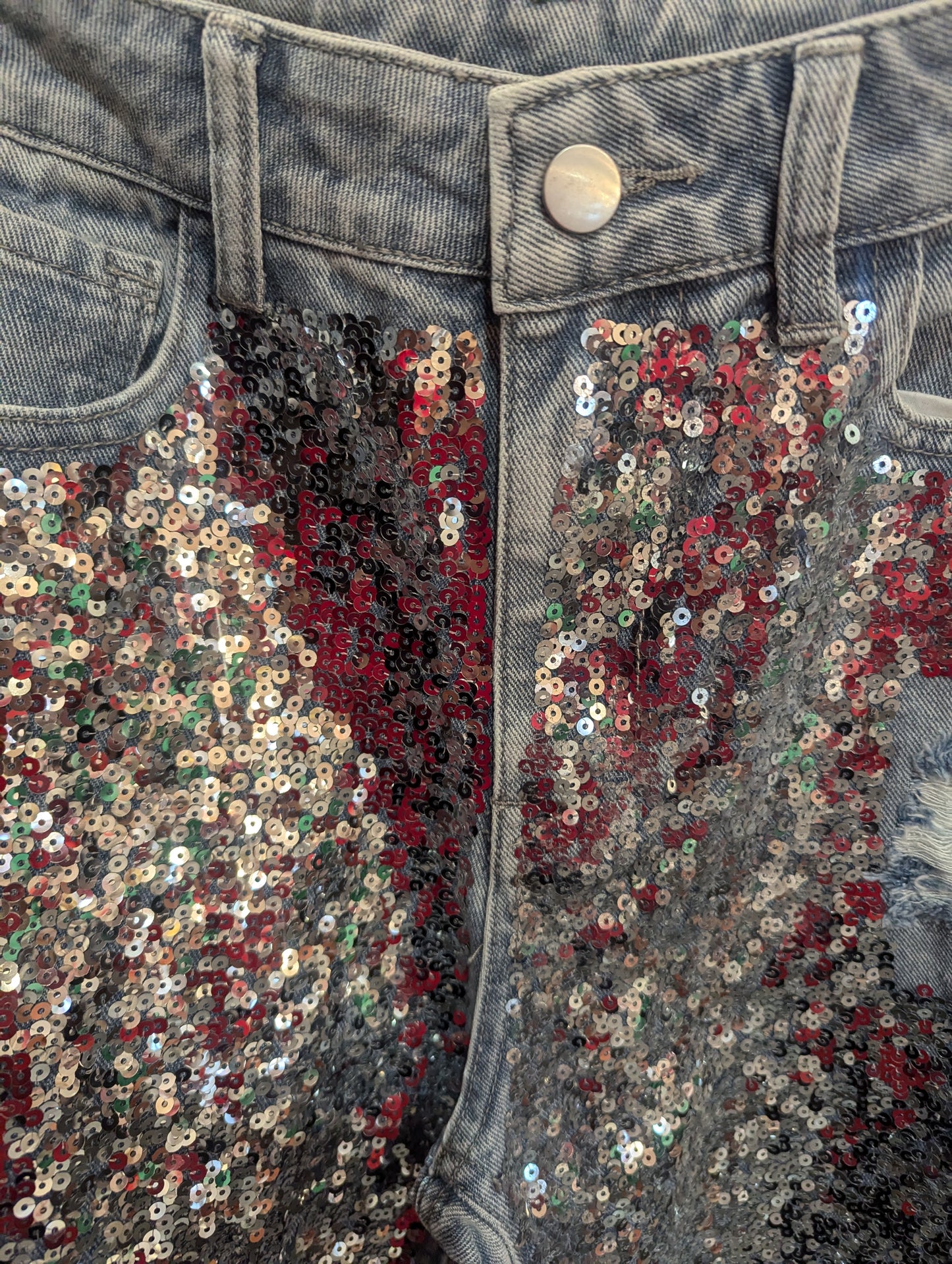 Sequin Sprinkled Denim Jeans