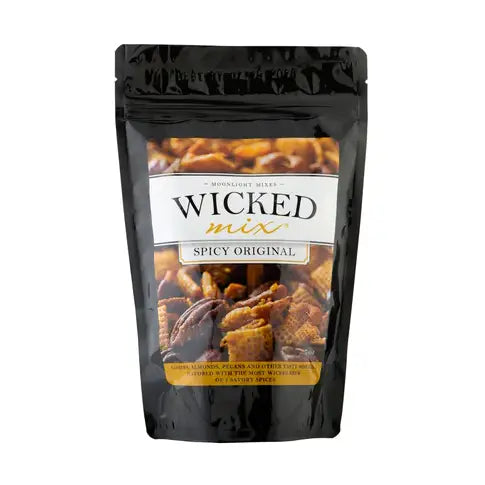 Package of Moonlight Mixes' Wicked Mix spicy original flavored snack mix on a white background.
