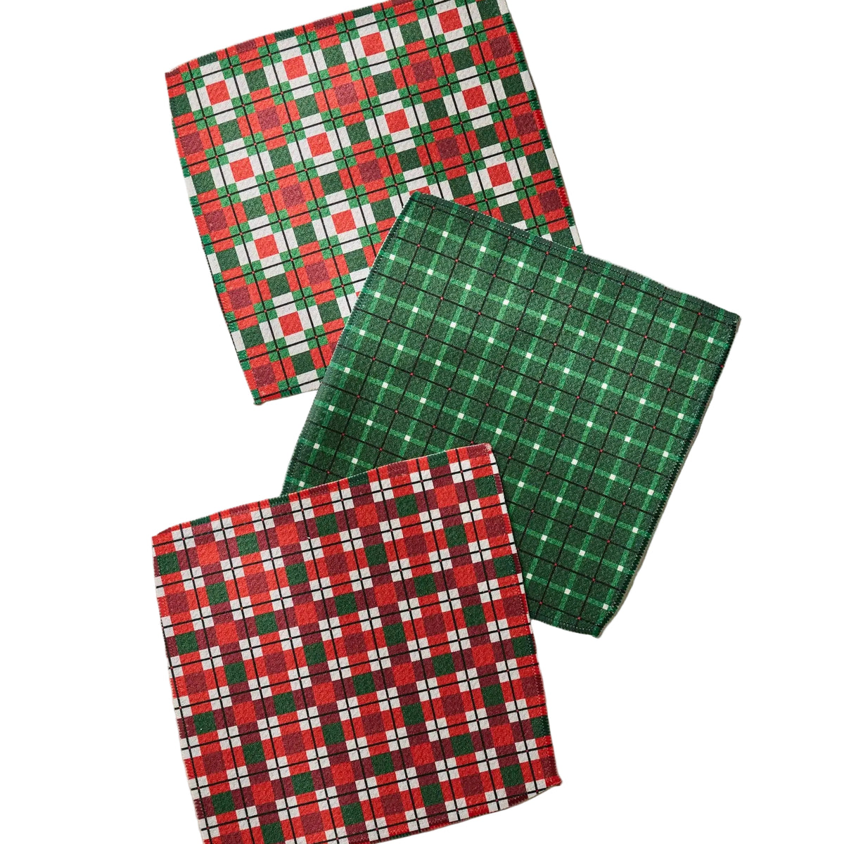 Geometry Dishcloth Set- Noel Plaid