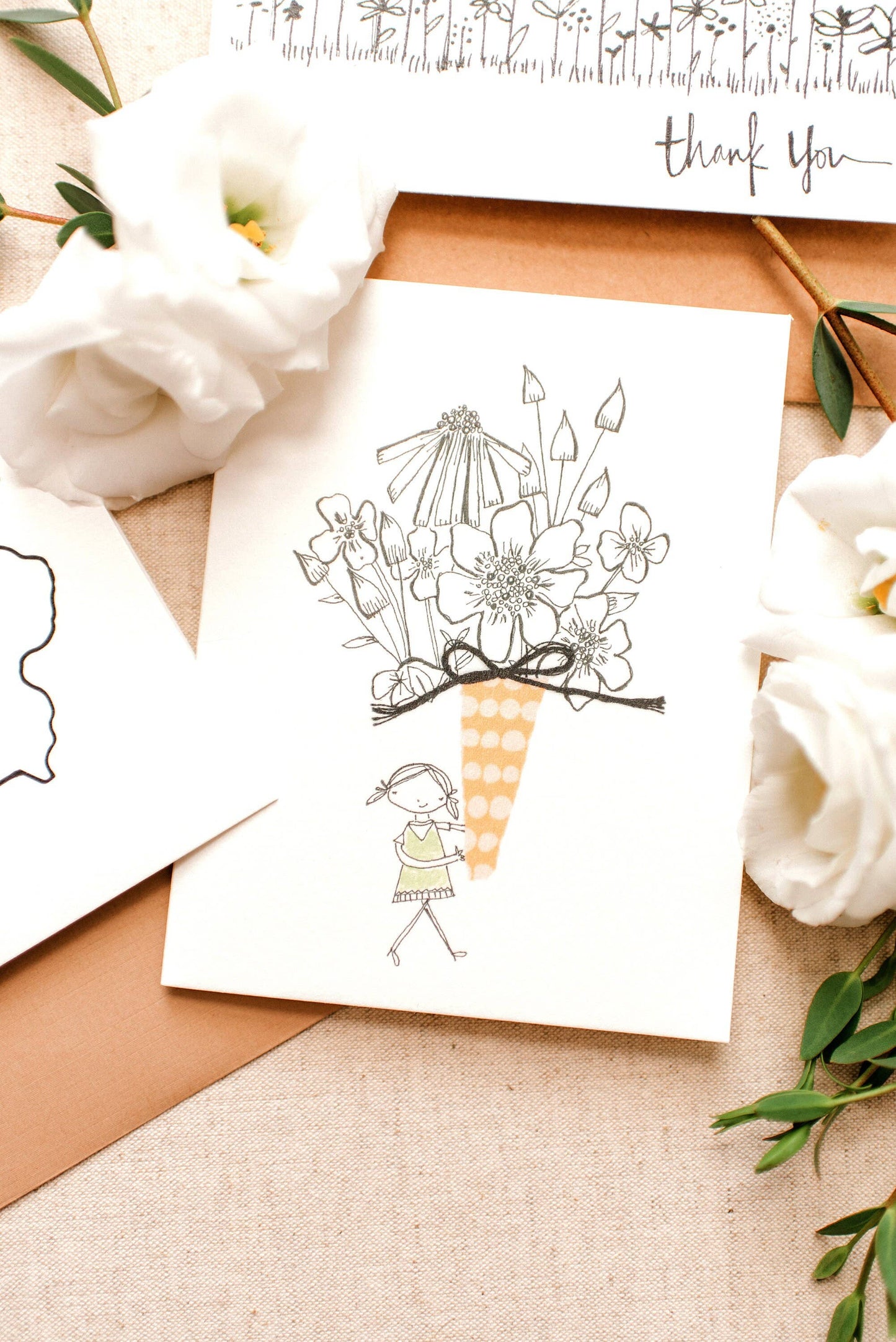Single Bouquet Flower Girl Note Card