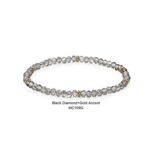 Mini Crystal Bracelet w/ Gold Accent- Black Diamond