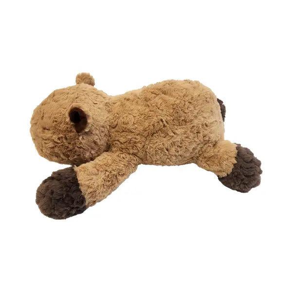 Plush capybara toy on a white background