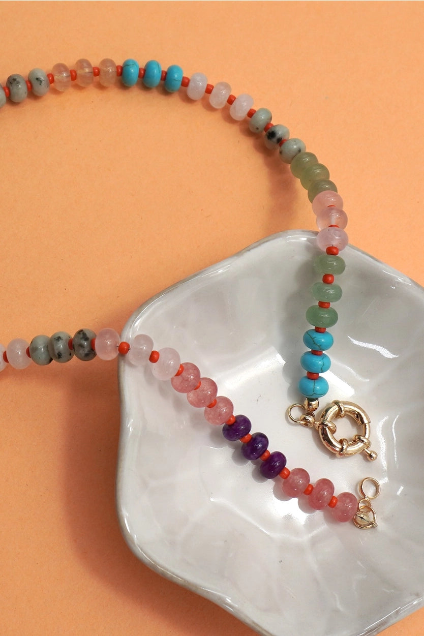 Natural Agate Candy Bead Necklace